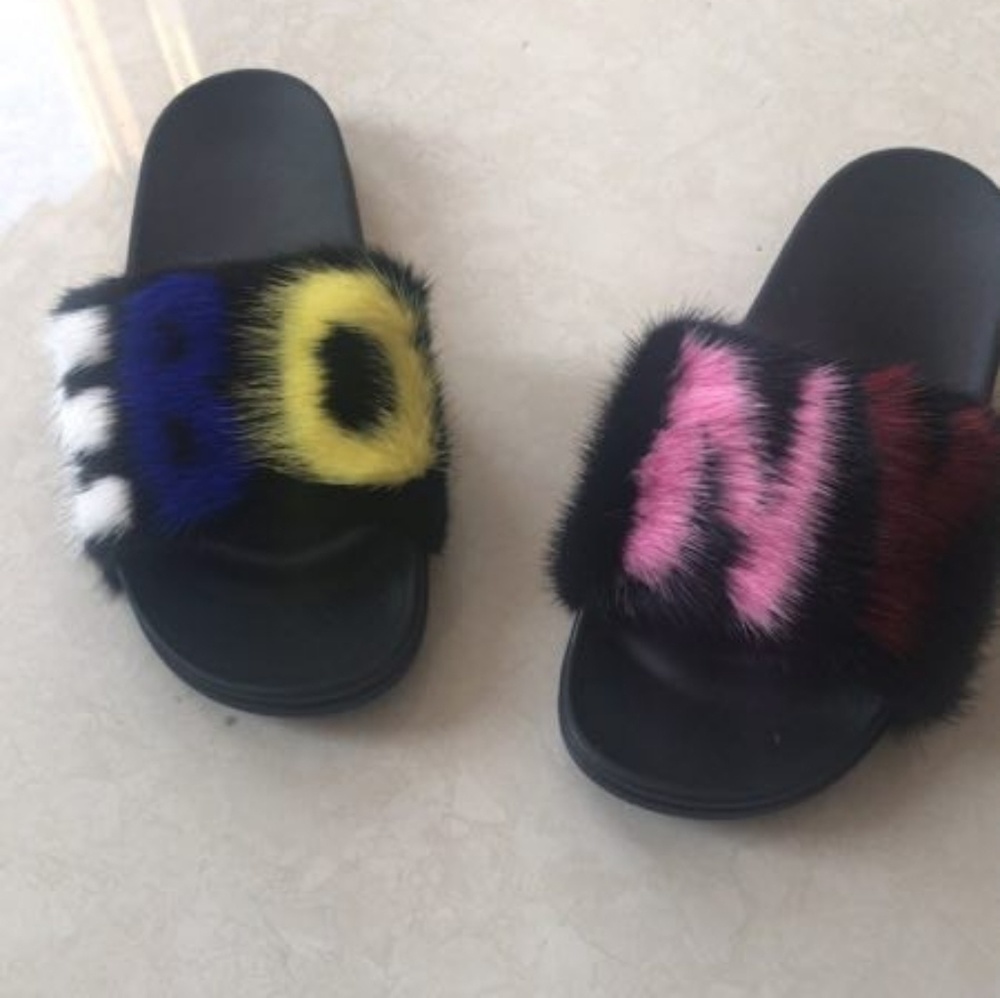 CUSTOM NAME MINK SLIDES